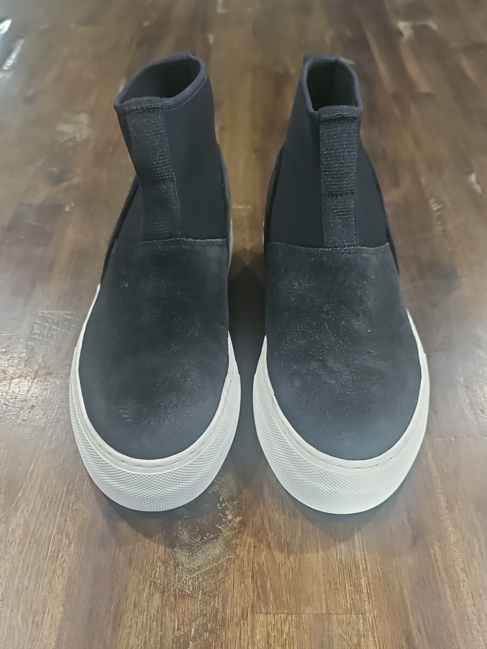 Reiss Black Suede And Neoprene High-Top Slip-On Bootie